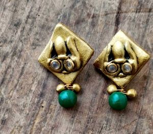 Terracotta Trishul Ethnic Earrings - Set of 2