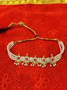 Pearl & Ruby Floral Choker