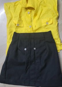 Cute Yellow Shirt &amp; Black Skirt