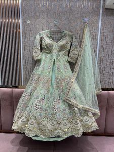 Elegant Mint Green Lehenga Choli with Dupatta