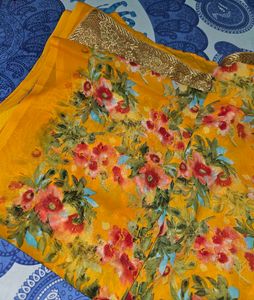 Floral Yellow Saree