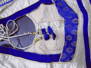 Net Blue &amp; Gold Saree