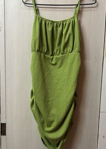 Green Ribbed Bodycon Mini Dress