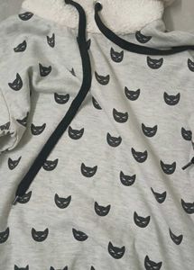 Cute Cat Print Pullover Sweatshirt