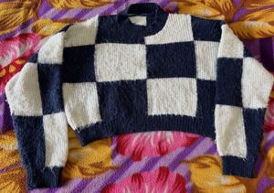 Checkerboard Cropped Sweater