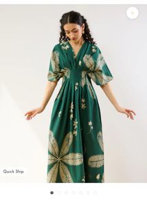 Floral Print Green Maxi Dress