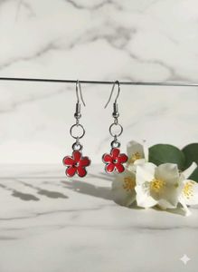 Red Flower Earrings