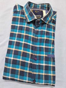 Blue Plaid Button-Down Shirt
