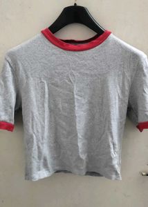 Gray Ringer Tee - Red Trim