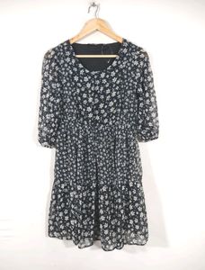 Fig Black Floral Printed Western Dress (Womens)
