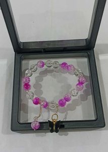 Pink Beaded Butterfly Bracelet