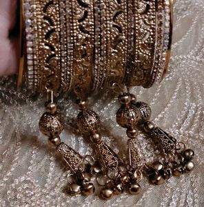 Gold Tassel hanging Bangles