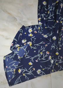 Floral Printed Navy Dress, M