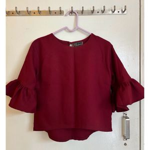 Red Top With Bell Sleves