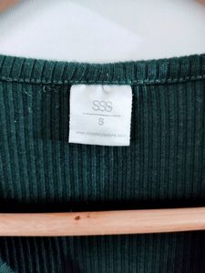 SSS Green Plain Casual Crop Top (Women)