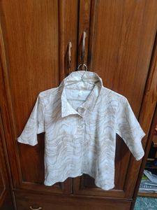Marble Pattern Collared Top