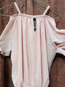 Cute Pink Cold Shoulder Top