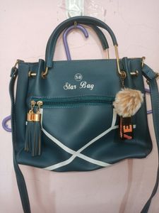Teal Blue Handheld Sling Bag
