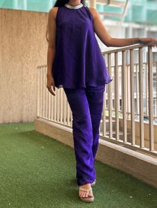 Purple Embellished cord set