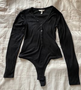 H&amp;M Black Ribbed Bodysuit