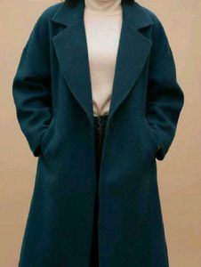 Teal Wool Blend Overcoat