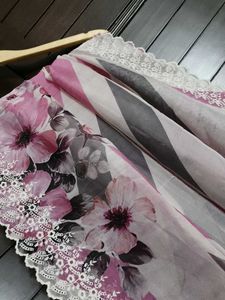 Pink Floral Embroidered Printed Silk Kurta Set