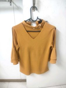 Mustard Flared Sleeve Top