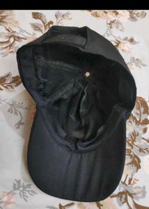 Black Baseball Cap with Blue Lettering