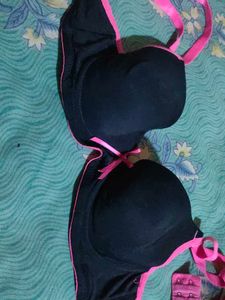 Black Bra with Pink Accents