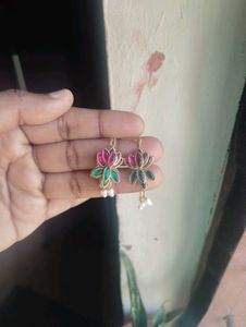 Lotus Flower Dangle Earrings