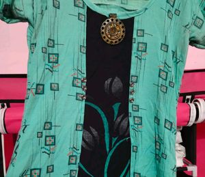Aqua &amp; Black Print Dress