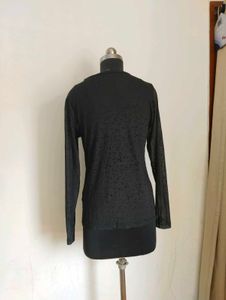 Plus Size Black mesh Long Sleeve Top