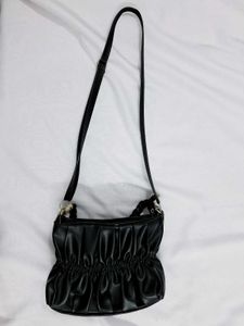 Black Ruched Shoulder Bag
