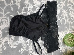 Black Lace &amp; Satin Thong Set