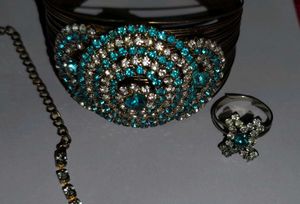 Vintage Blue Rhinestone Necklace Set