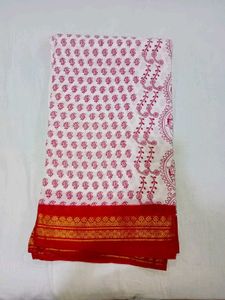 Red Zari Border South Cotton Saree