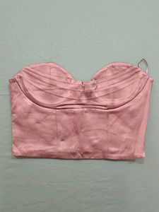 ZARA Light Pink Satin Corset Top