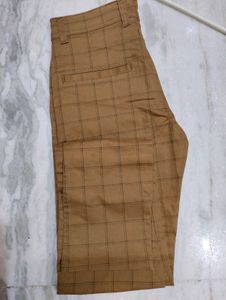 Mens Checked Chinos Khaki Size -28