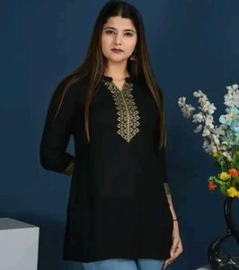 Black and gold short kurti