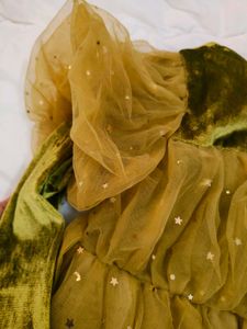 Olive Green Sparkle Tulle Dress