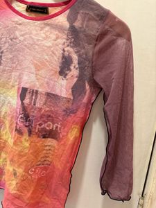 Beautiful Graphic Print Mesh Top