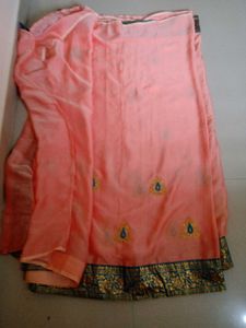 Peach Color Fancy Saree