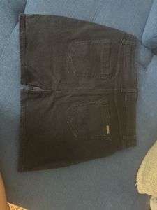 Roadster Black Denim Straight Mini Skirt