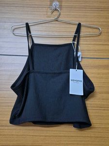 Black Crop Tank Top And Skirt co ord set