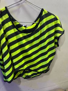 Striped Black and Neon Yellow Top