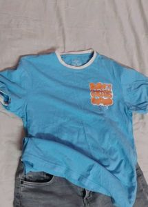 Cool Blue Graphic Tee(Red Tape)