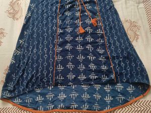 Attractive Blue Printed Ethnic Kurta with Dori