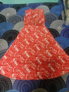 Sleeveless Red Floral Printed Flared Dress