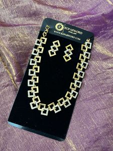 Gold & Crystal Square Jewelry Set