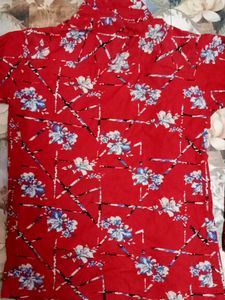 Red Floral Print Button-Down Shirt